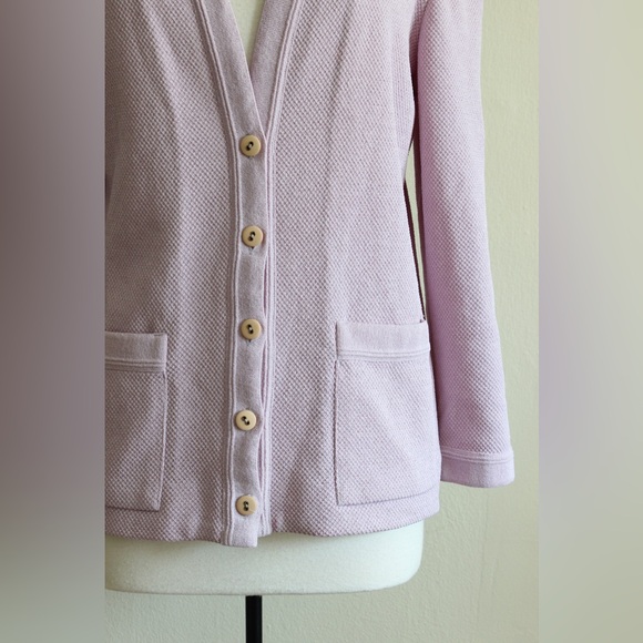Vintage 70s Castleberry Albrechts Lavender Purple Dacron Textured Cardigan - Picture 5 of 10